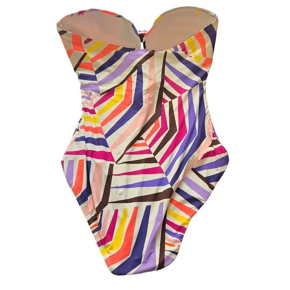 Kate Spade Geobrella One‎ Piece Swimsuit Womens Small Geometric Colorful Mod